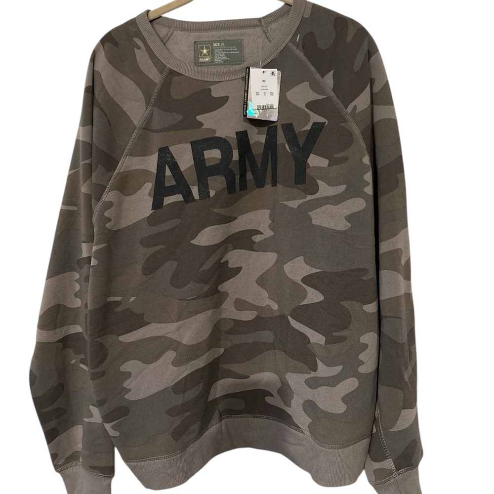 U.S. Army Camo Crewneck Sweatshirt in Olive and Dark Green